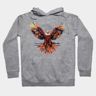 Abstract Floral Eagle Silhouette Hoodie